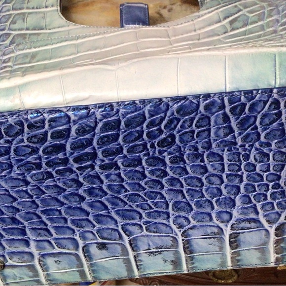 Large Blue Leather Brahmin Carla Tote  (Like New) - Picture 8 of 12